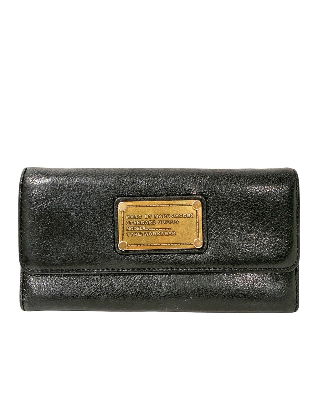 Marc Jacobs Vintage Leather Wallet Black Gold Multi Card Snap Closure